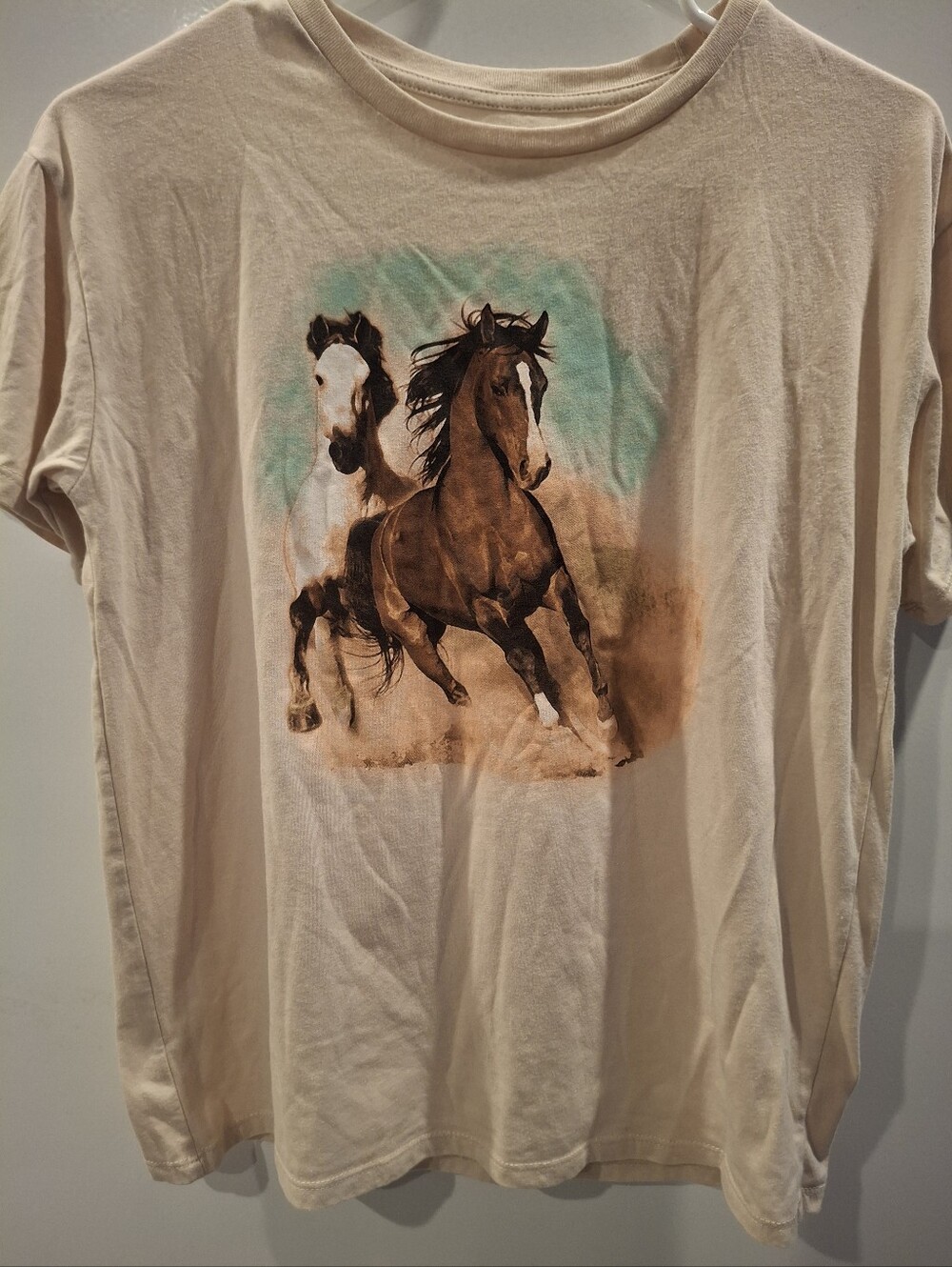 wonder nation Beige Tee with Running Horse Graphic